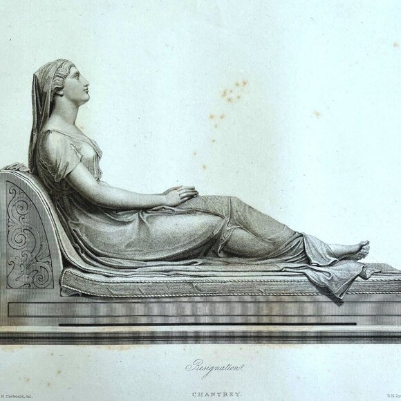 Resignation 1834 Engraving Chantrey Victorian Beautiful Woman Art DWBB3 - Picture 1 of 2
